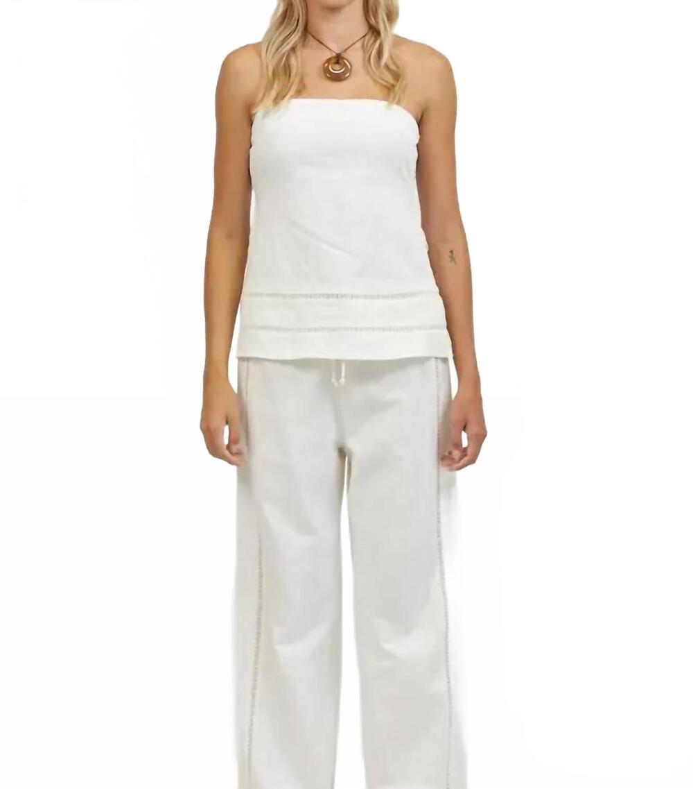 NEW A.REN elise linen strapless top in white